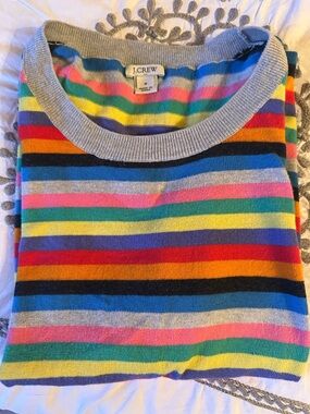 J. Crew Rainbow Striped Crewneck Sweater